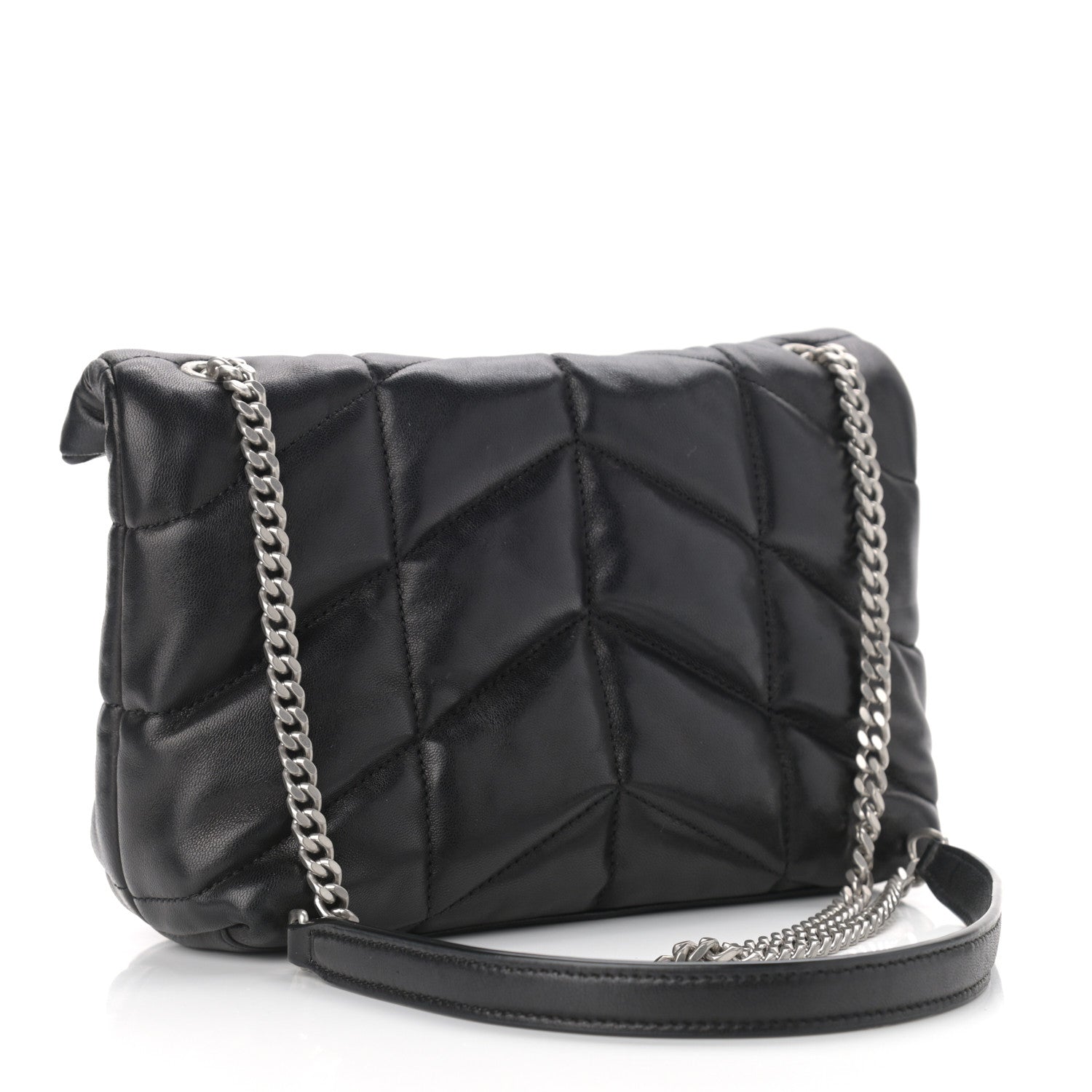 Saint Laurent Lambskin Quilted Toy Loulou Puffer Monogram Chain Satchel Black 2 of 10