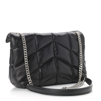 Saint Laurent Lambskin Quilted Toy Loulou Puffer Monogram Chain Satchel Black 2 of 10