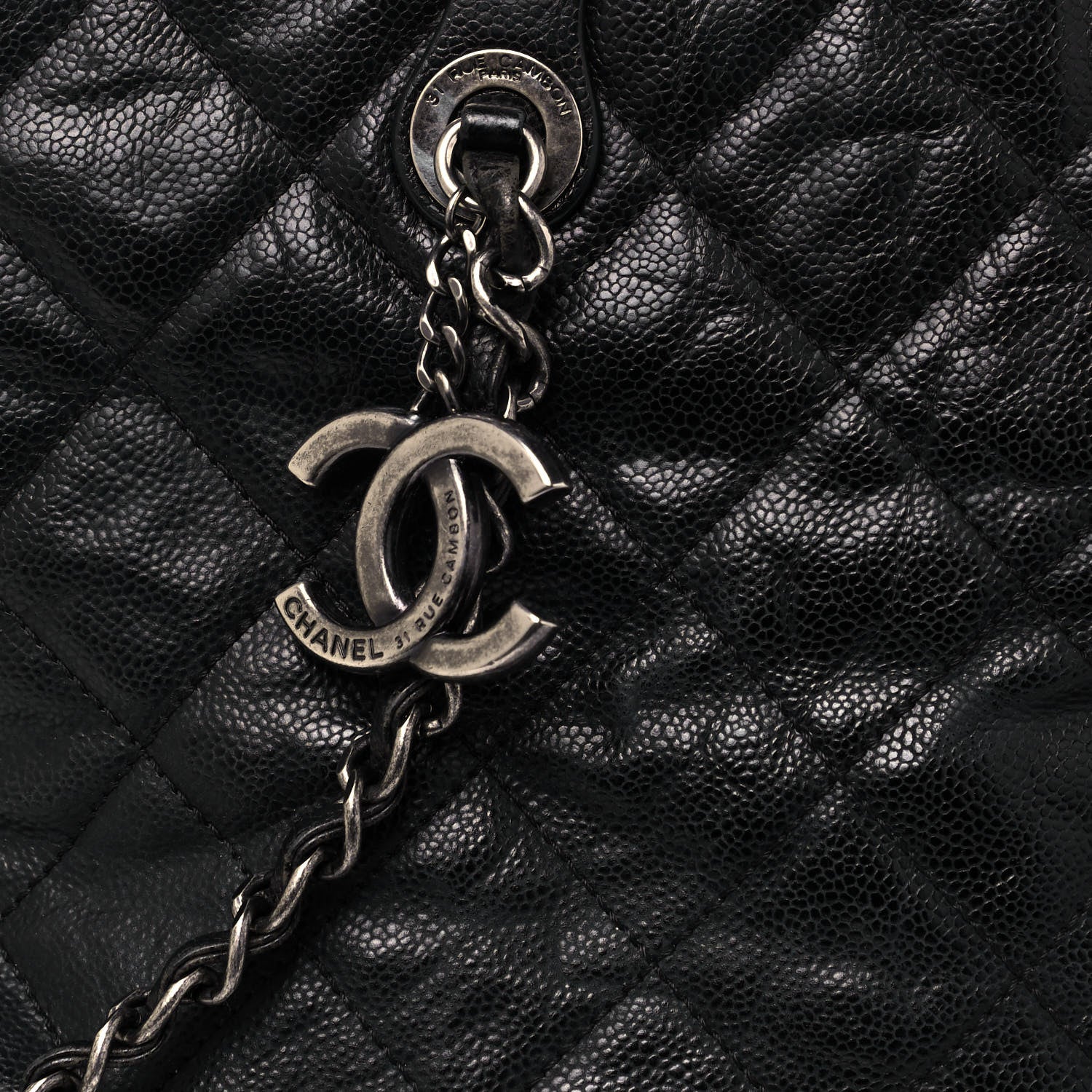 Chanel Crumpled Grained Calfskin Quilted CC Crave Tote Black 8 of 18