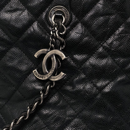 Chanel Crumpled Grained Calfskin Quilted CC Crave Tote Black 8 of 18