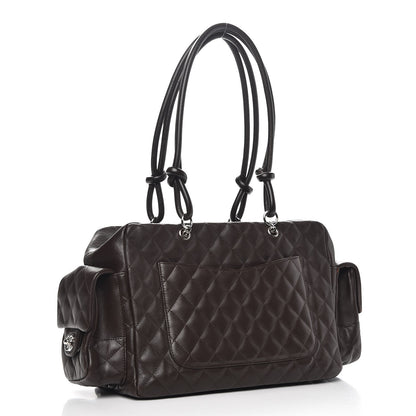 Chanel Calfskin Quilted Large Cambon Multipocket Reporter Brown Beige 3 of 14