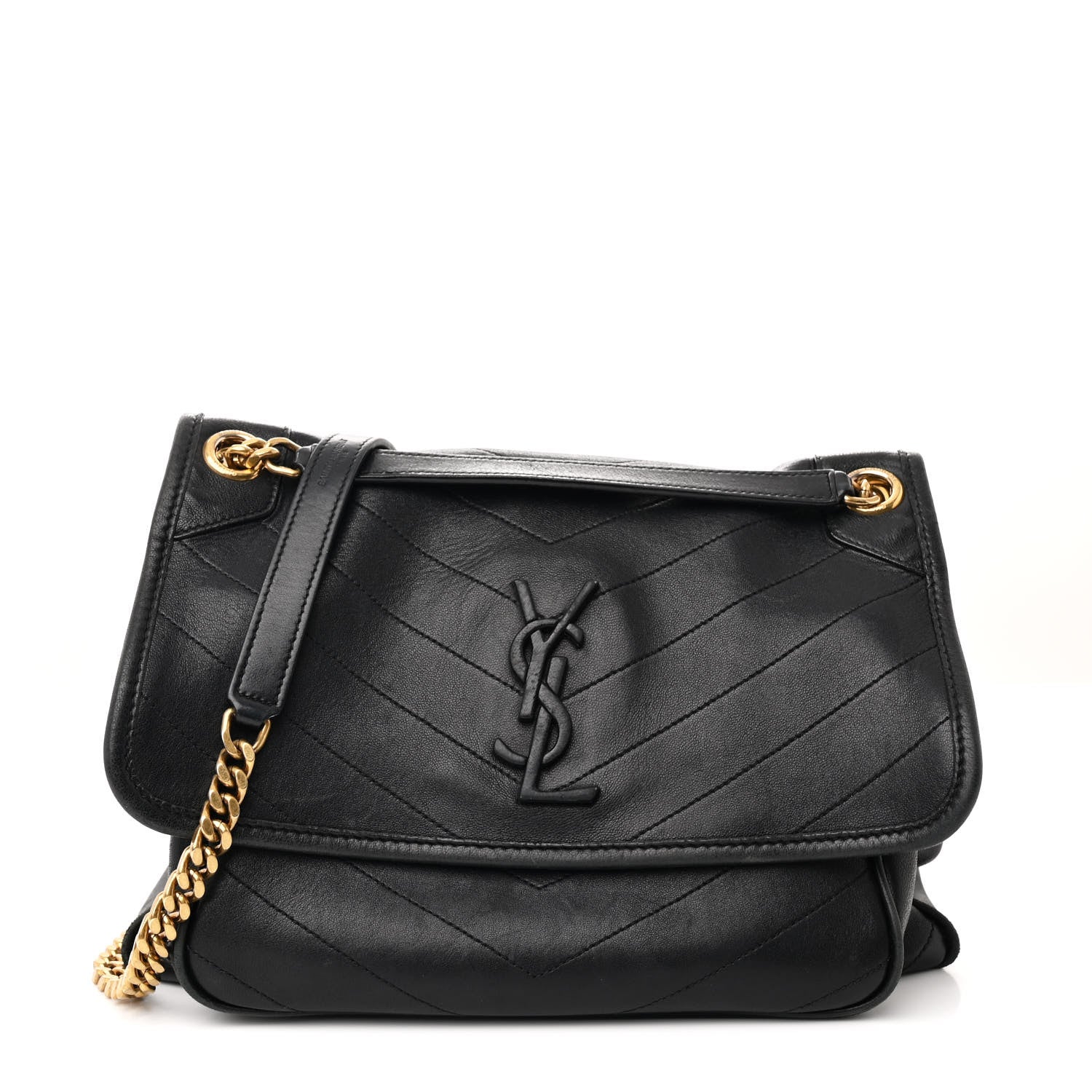 Saint Laurent Lambskin Matelasse Monogram Medium Niki Chain Satchel Black 1 of 11