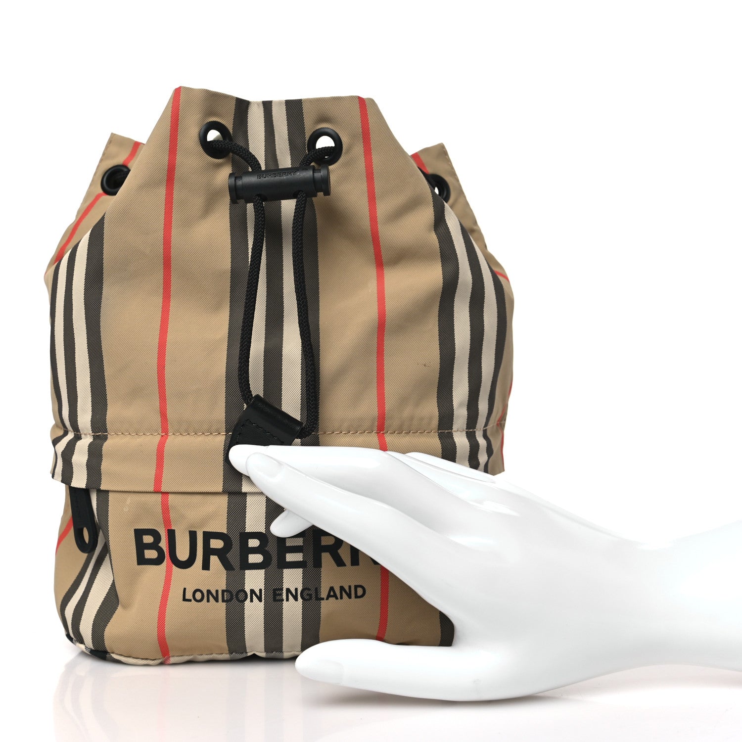 Burberry Econyl Icon Stripe Phoebe Drawcord Pouch Archive Beige 2 of 8