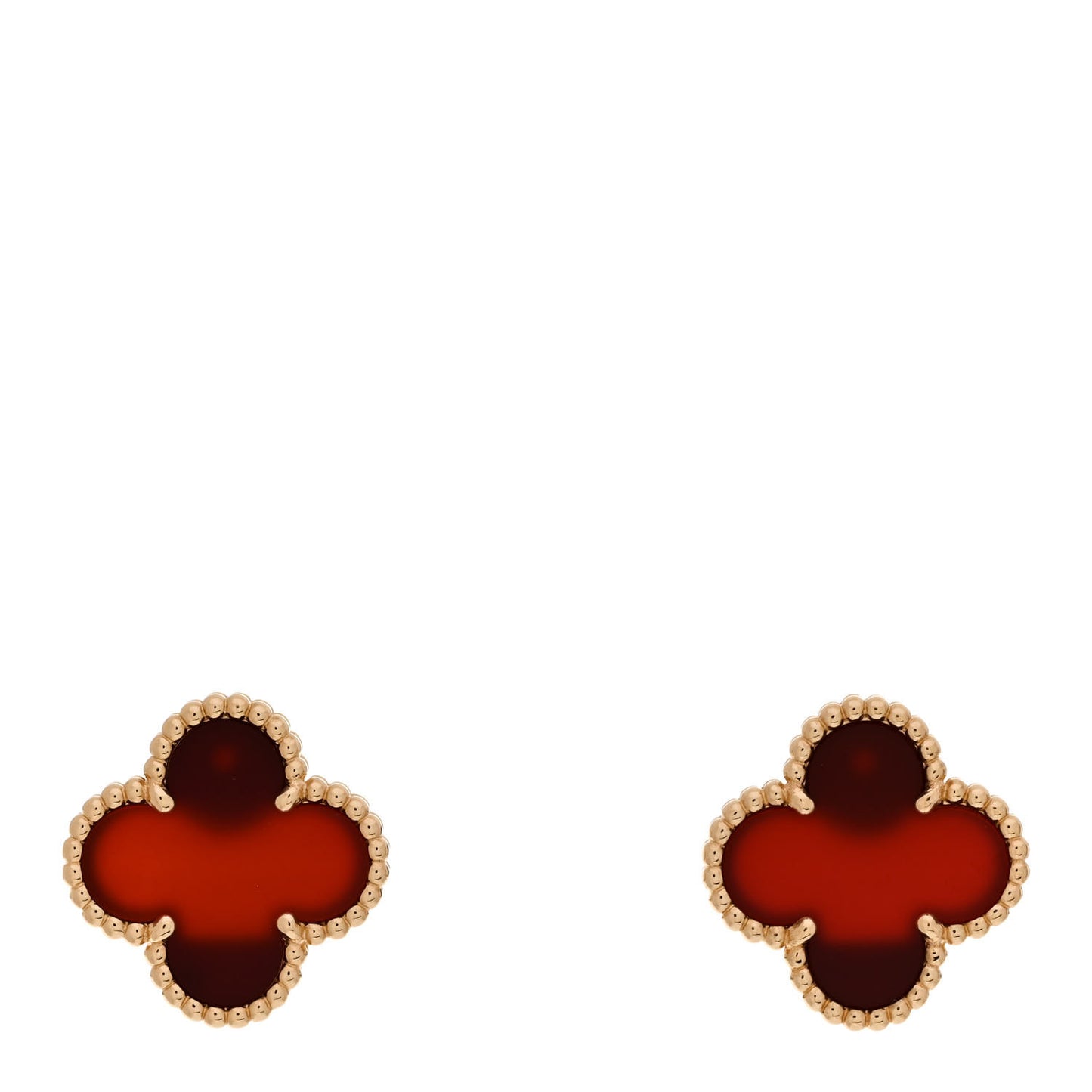 18K Yellow Gold Carnelian Vintage Alhambra Earrings