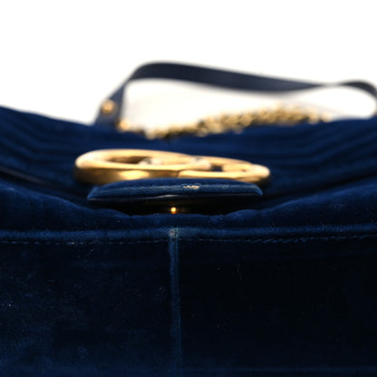 Gucci Velvet Matelasse Medium GG Marmont Shoulder Bag Cobalt Blue 16 of 16