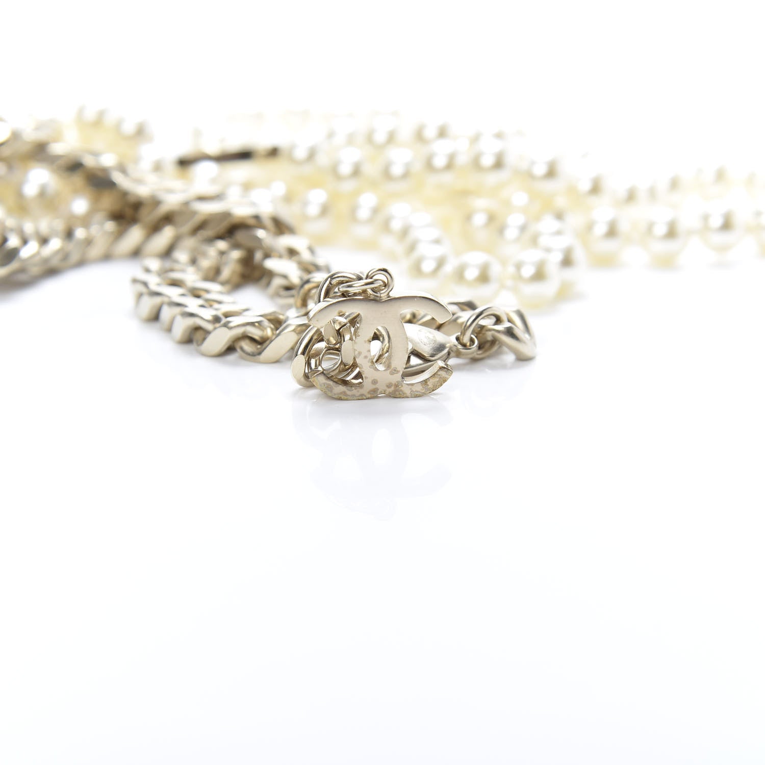 Chanel Pearl Chain CC Long Necklace Gold 6 of 6
