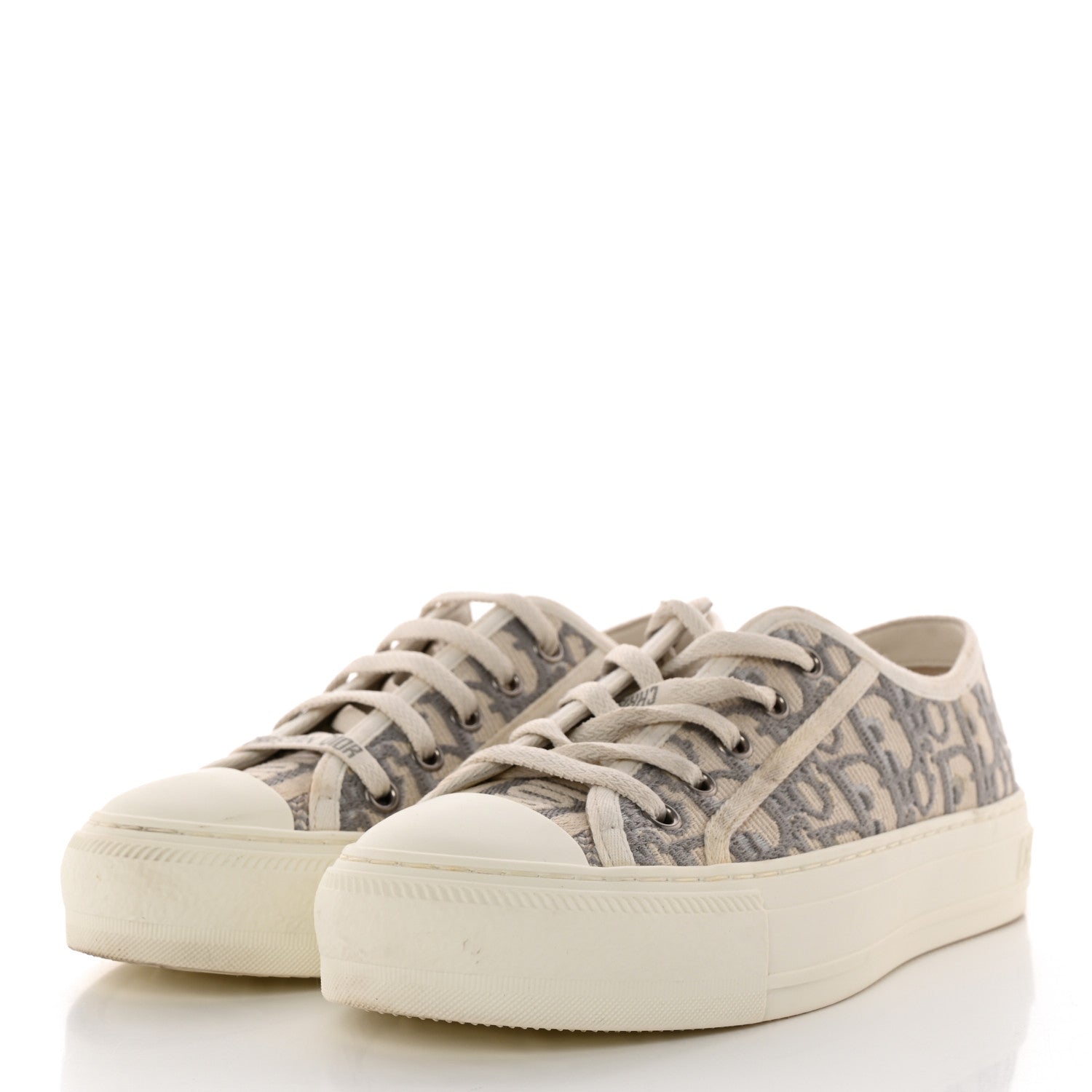 Christian Dior Canvas Oblique Walk'N'Dior Low Top Sneakers 35.5 Stone Grey 3 of 13