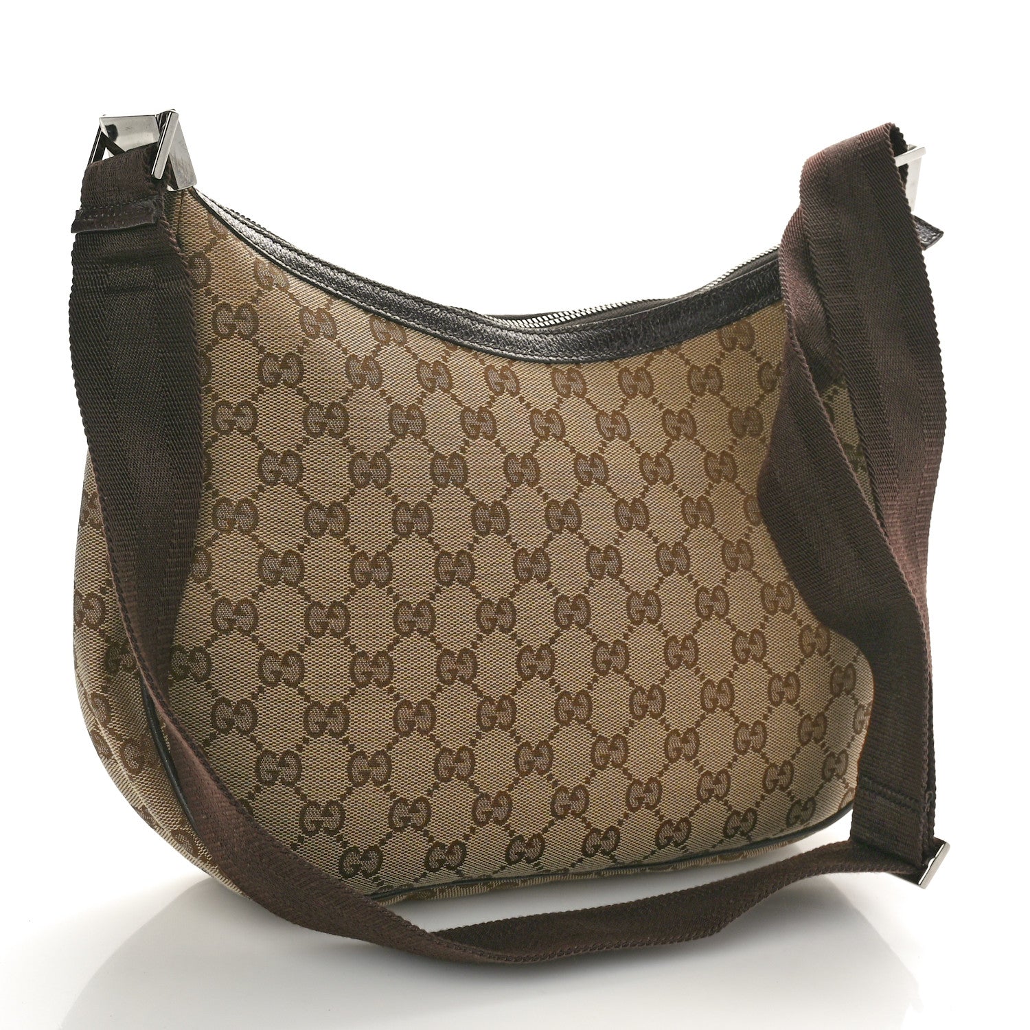 Gucci Monogram Medium Half Moon Hobo Dark Brown 3 of 12