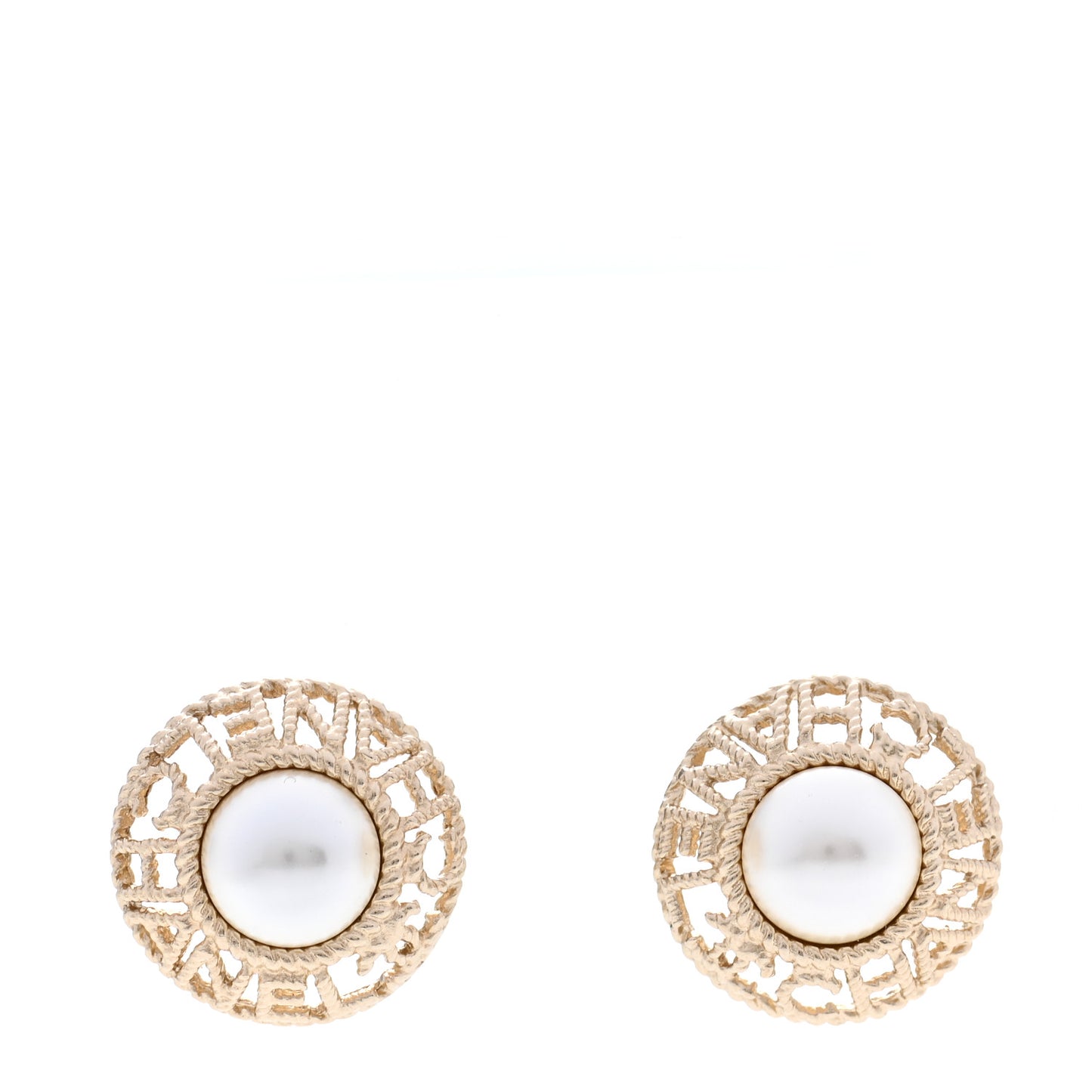 Pearl CC Round Rope Logo Earrings Gold