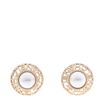 Chanel Pearl CC Round Rope Logo Earrings Gold 1 of 5