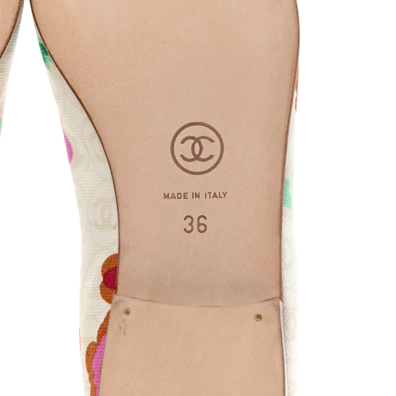 Chanel Fabric Floral Printed CC Cap Toe Ballerina Flats 36 Multicolo 6 of 7