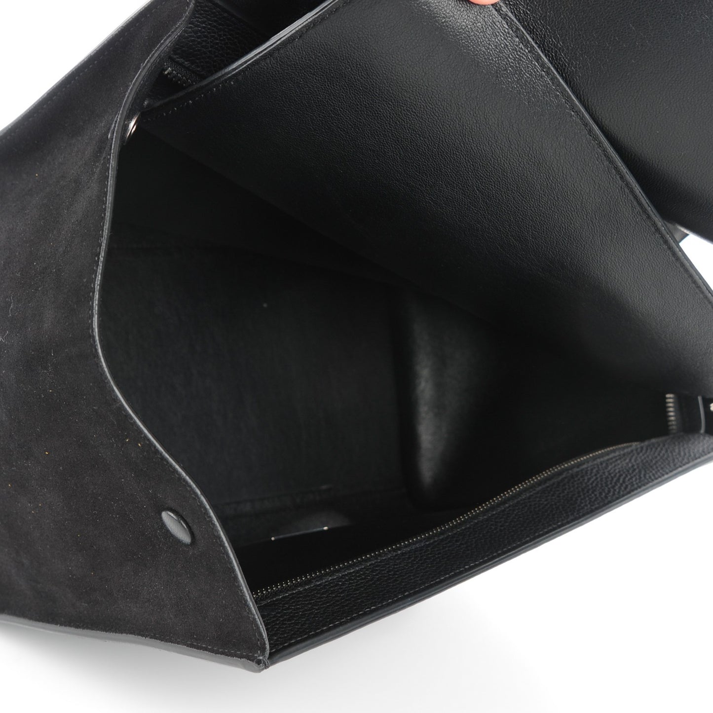 Drummed Calfskin Suede Medium Trapeze Black