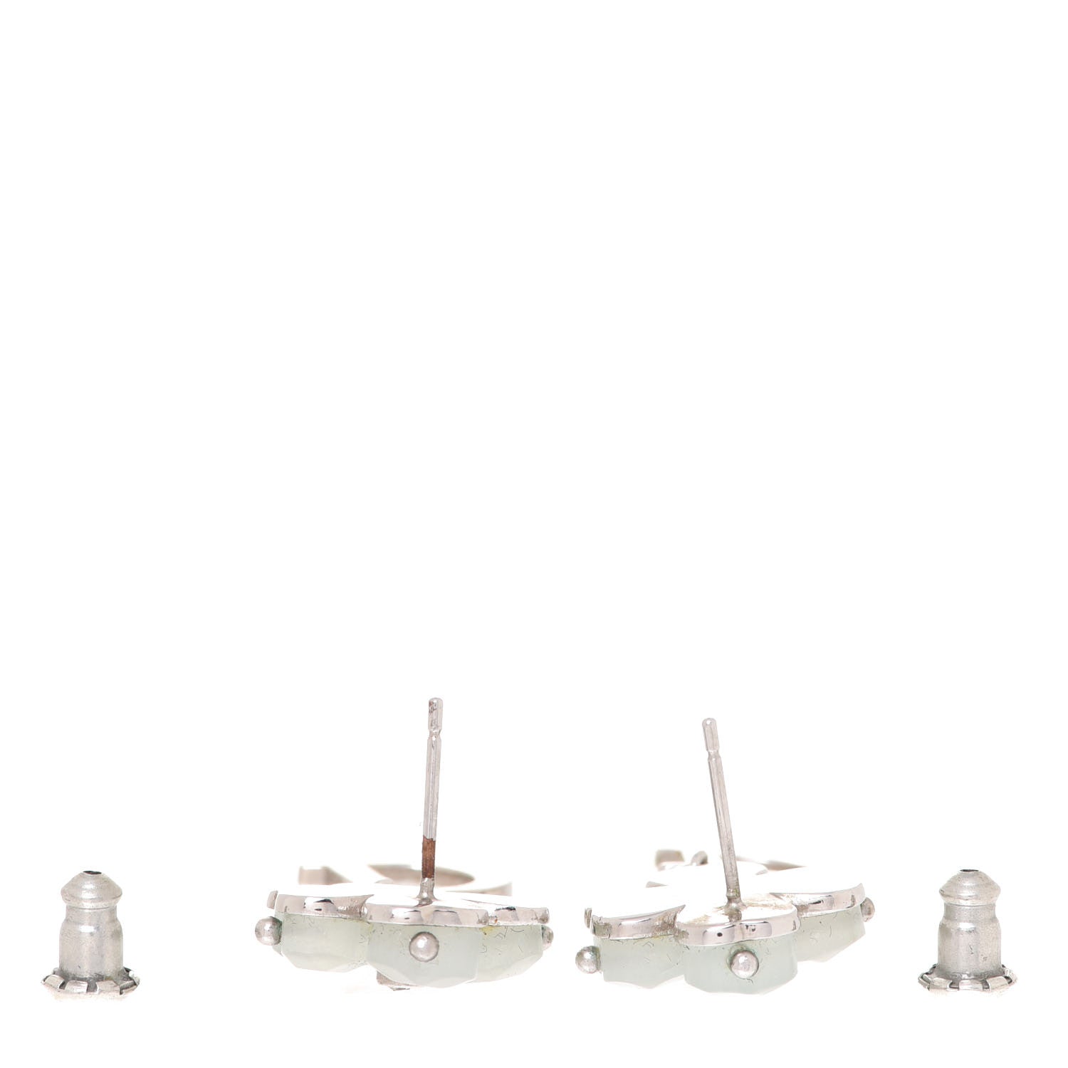 Christian Dior Pearl Crystal Clover Drop Earrings Silver 3 of 4