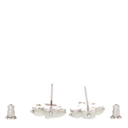 Christian Dior Pearl Crystal Clover Drop Earrings Silver 3 of 4