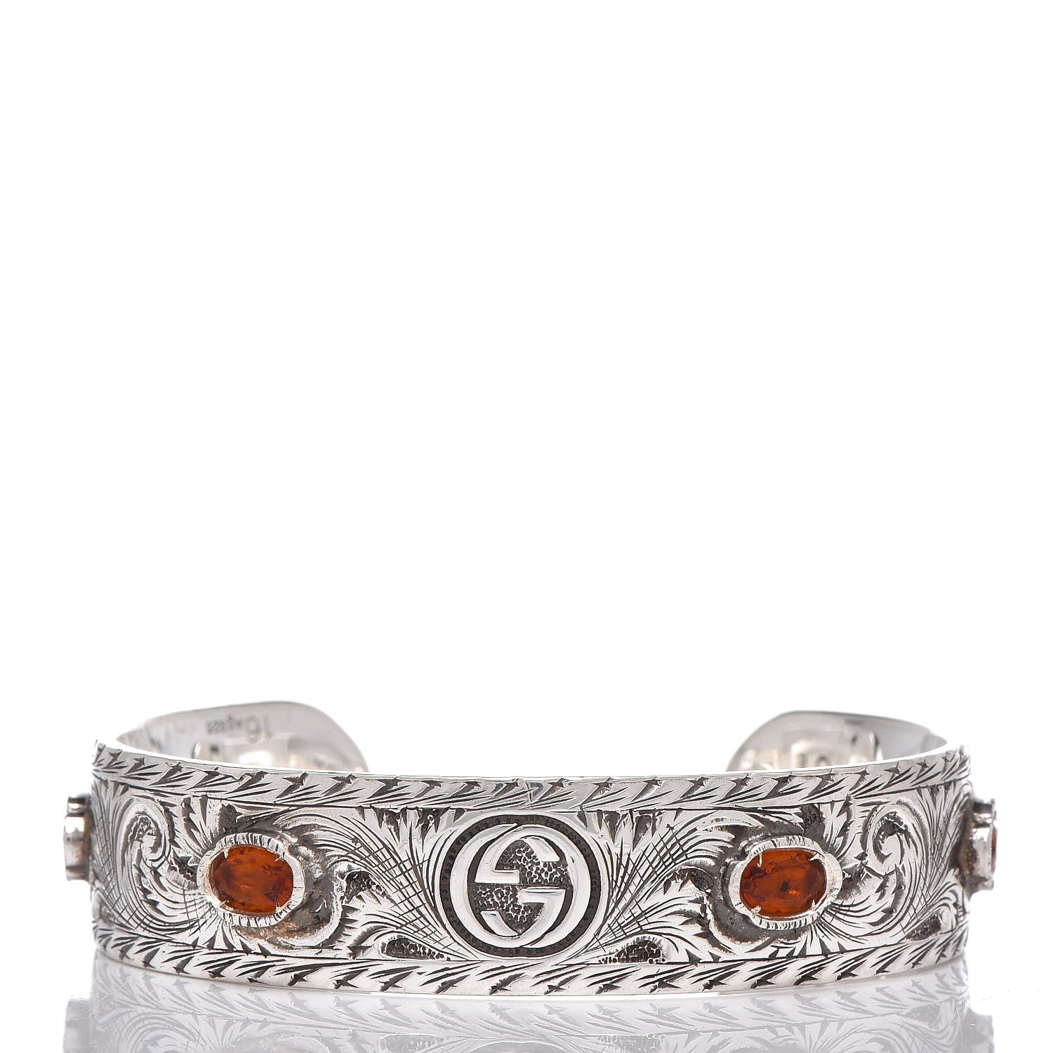 Gucci Sterling Silver Crystal Le Marche Des Merveilles Tiger Cuff Bracelet Orange 1 of 6