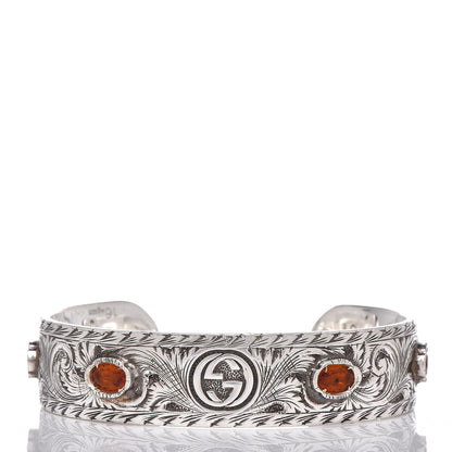 Gucci Sterling Silver Crystal Le Marche Des Merveilles Tiger Cuff Bracelet Orange 1 of 6