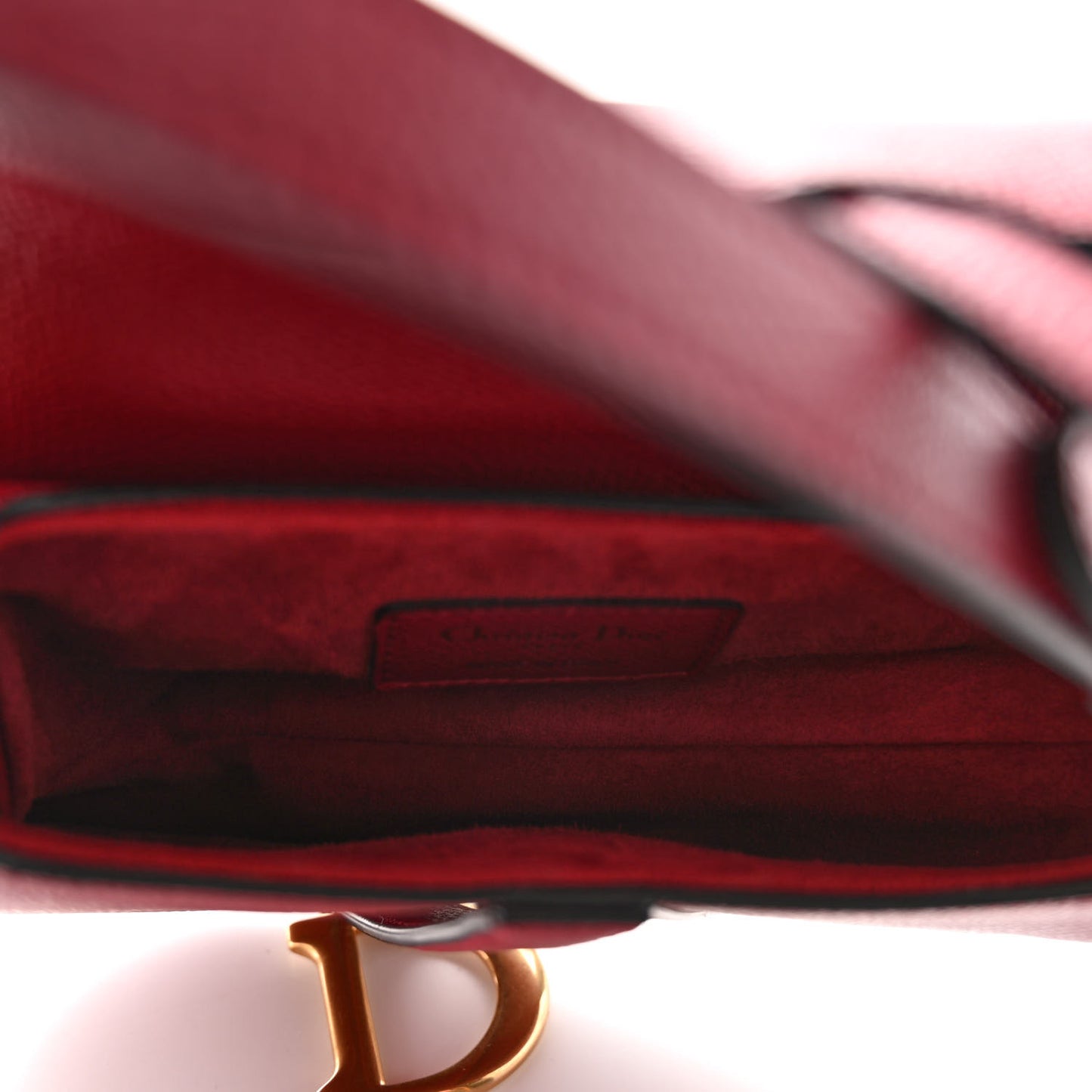 Grained Calfskin Mini Saddle Bag Red