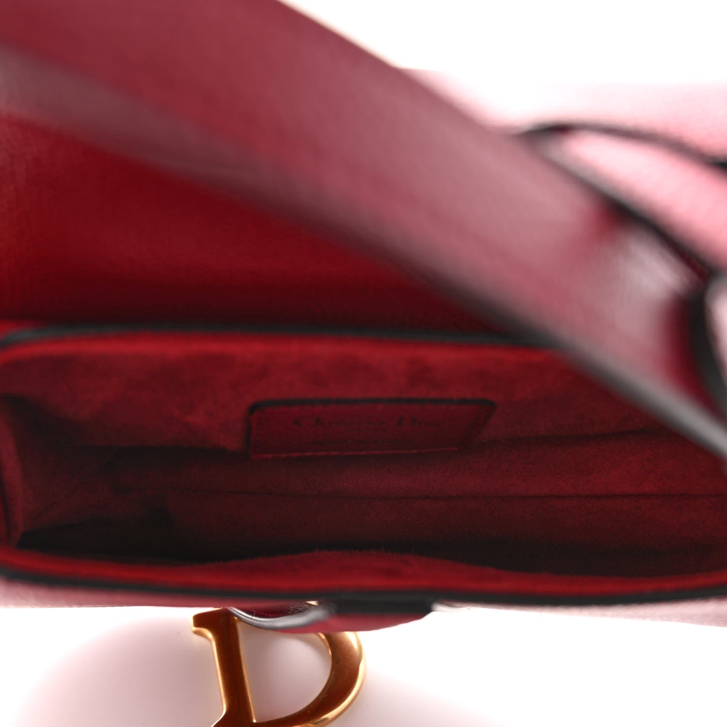Christian Dior Grained Calfskin Mini Saddle Bag Red 5 of 10