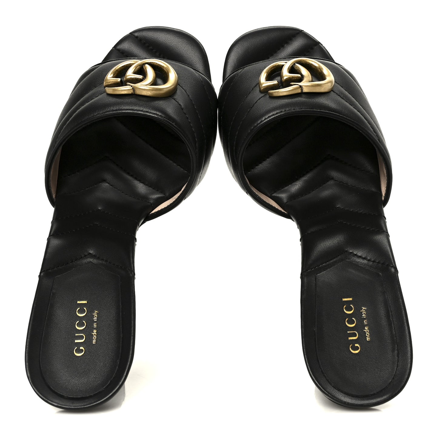 Nappa Matelasse GG Marmont 75mm Slide Sandals 37 Black