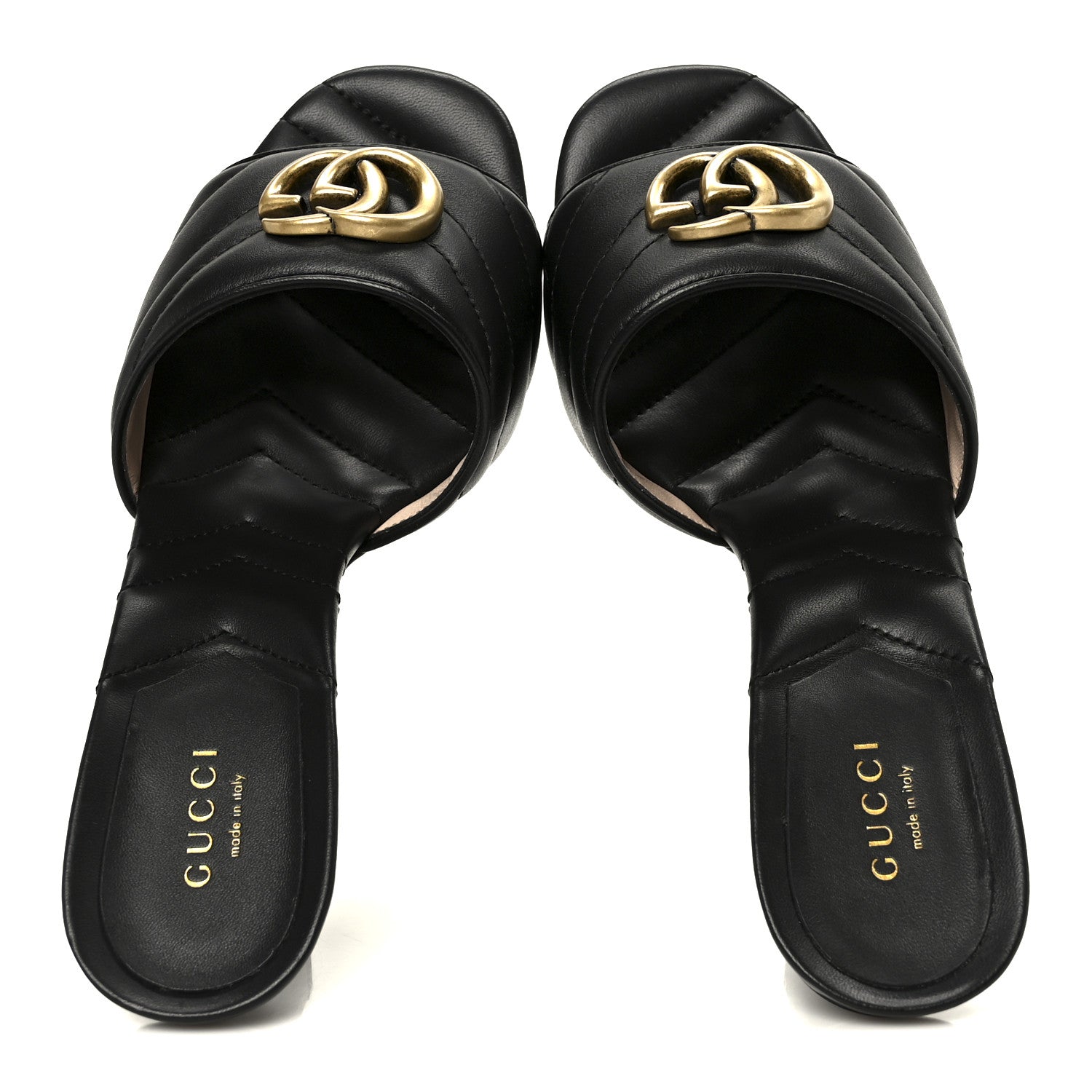 Gucci Nappa Matelasse GG Marmont 75mm Slide Sandals 37 Black 2 of 10