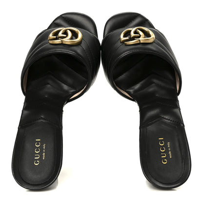 Gucci Nappa Matelasse GG Marmont 75mm Slide Sandals 37 Black 2 of 10