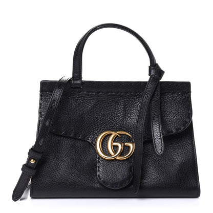 Gucci Calfskin Mini GG Marmont Top Handle Bag Black 1 of 5