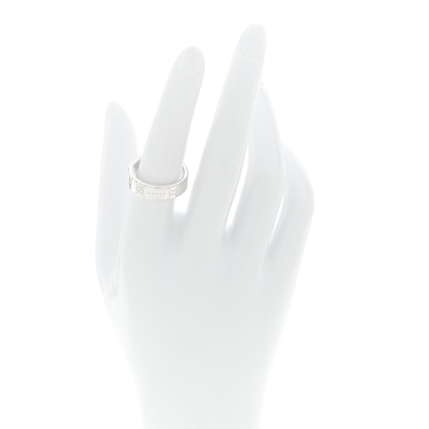 Gucci Sterling Silver Narrow GG Band Ring 54 7 2 of 4