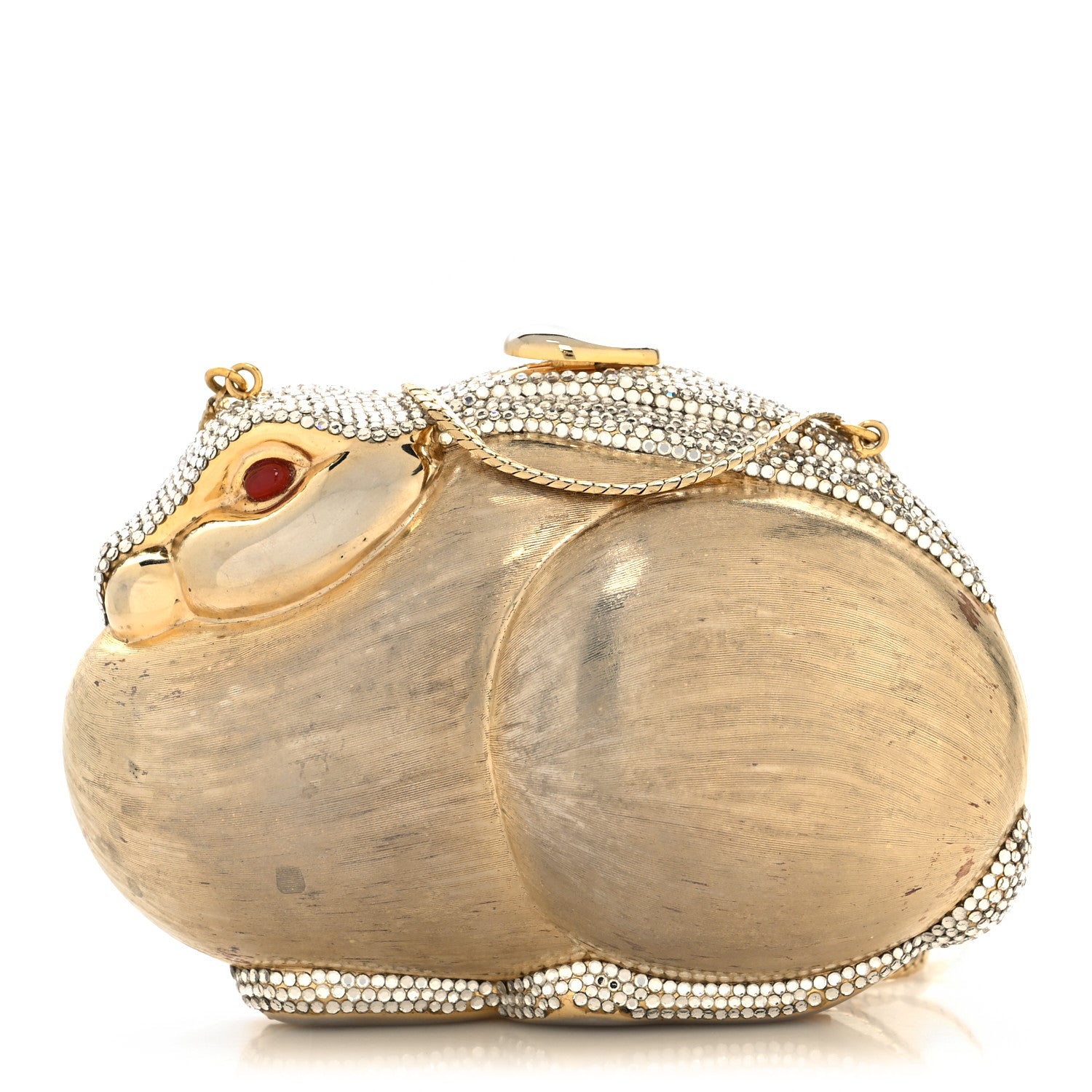 Judith Leiber Crystal Rabbit Minaudiere Case Gold Gold 2 of 14