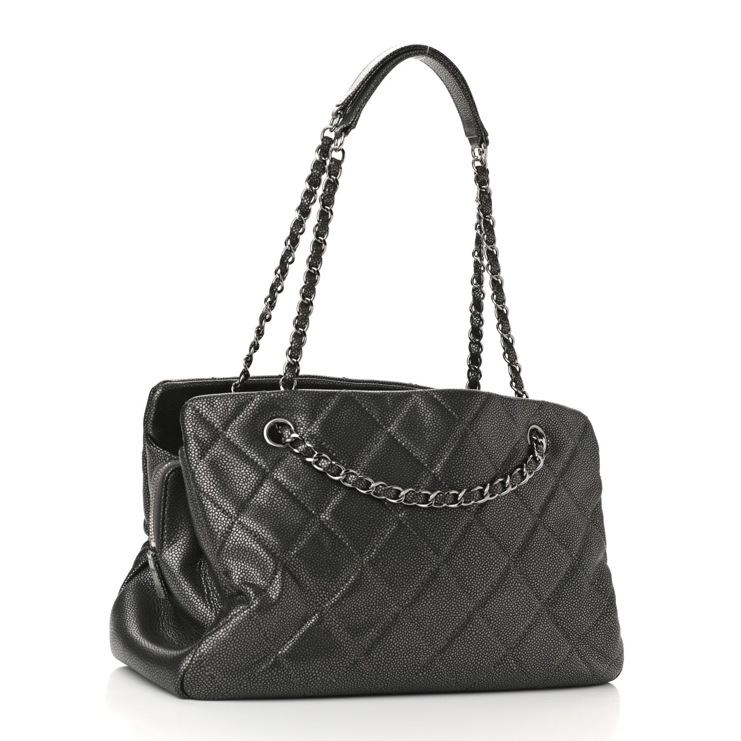 Caviar Quilted Timeless CC Shopping Tote Dark Grey