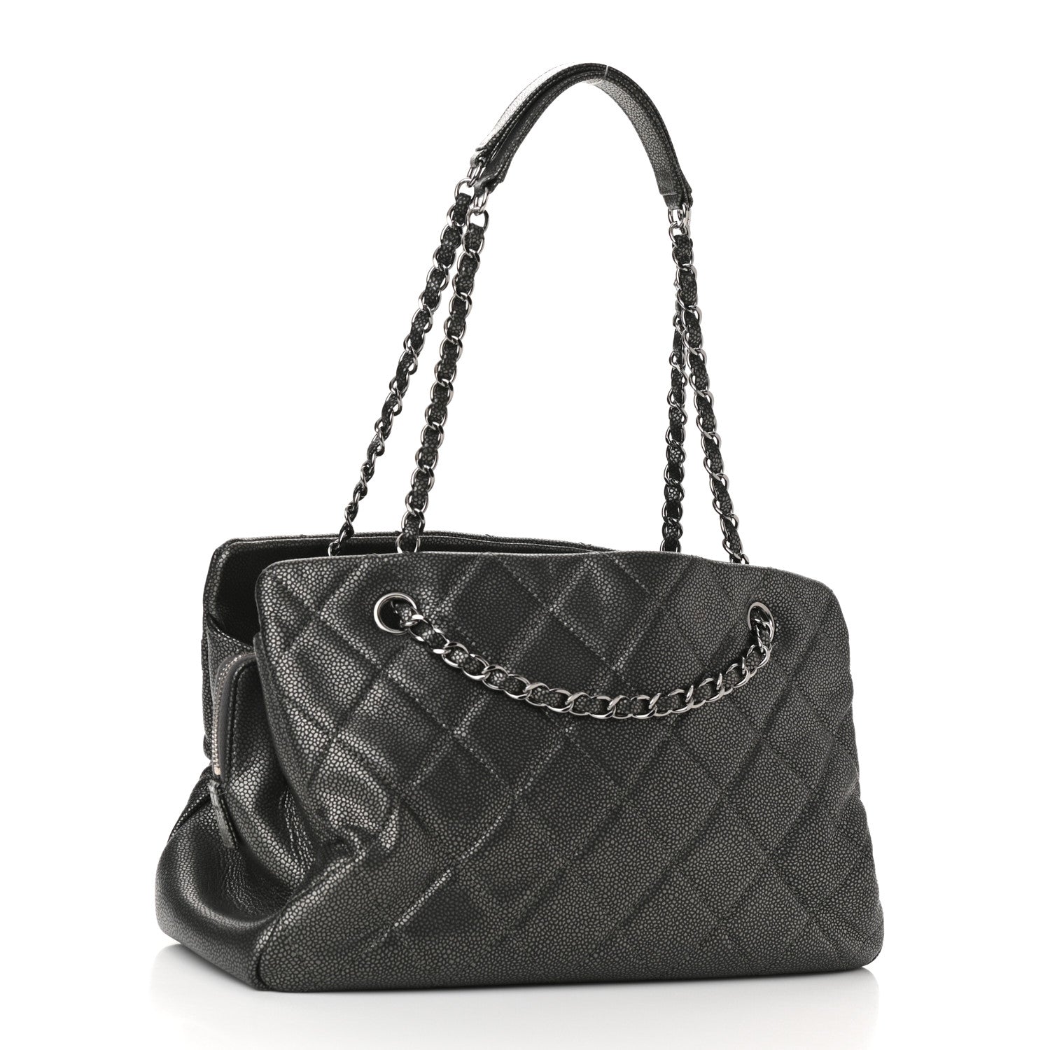 Chanel Caviar Quilted Timeless CC Shopping Tote Dark Grey 3 of 13