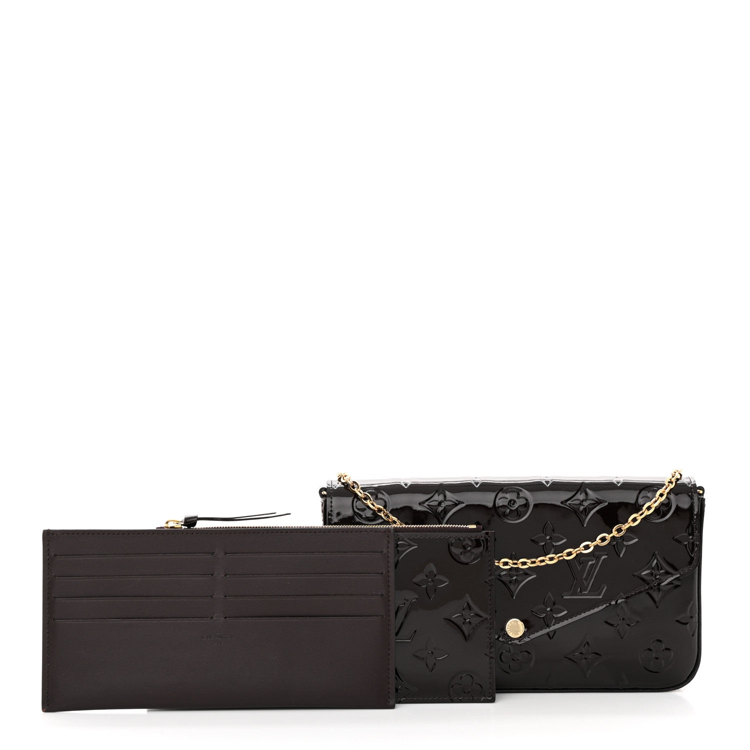 Louis Vuitton Vernis Pochette Felicie Chain Wallet Amarante 3 of 12