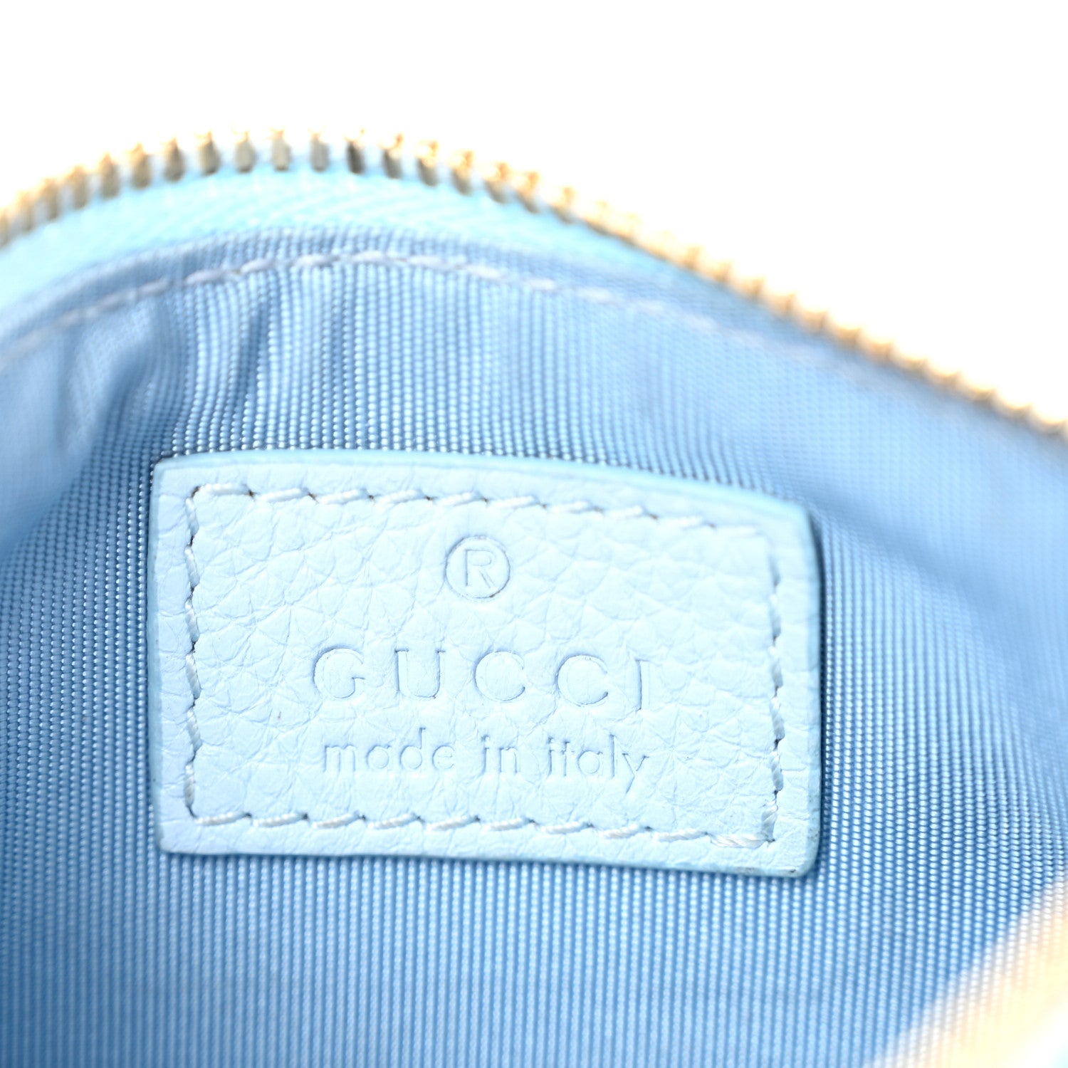 Gucci GG Grainy Calfskin Emblem Zip Key Case Light Blue 6 of 9