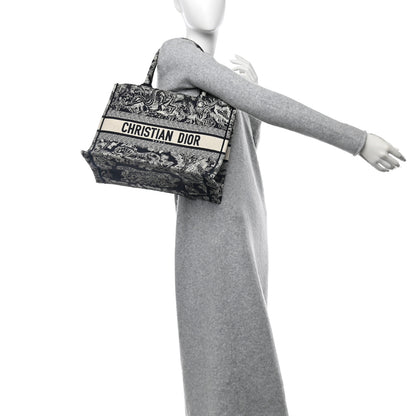 Christian Dior Canvas Embroidered Medium Toile De Jouy Reverse Book Tote Blue 2 of 12