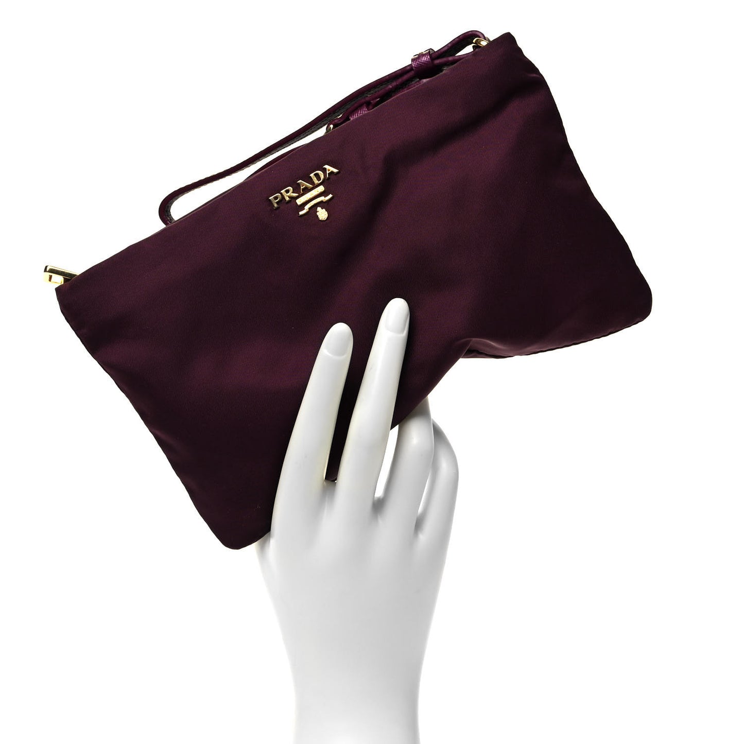 Nylon Saffiano Pouch Wristlet Granato