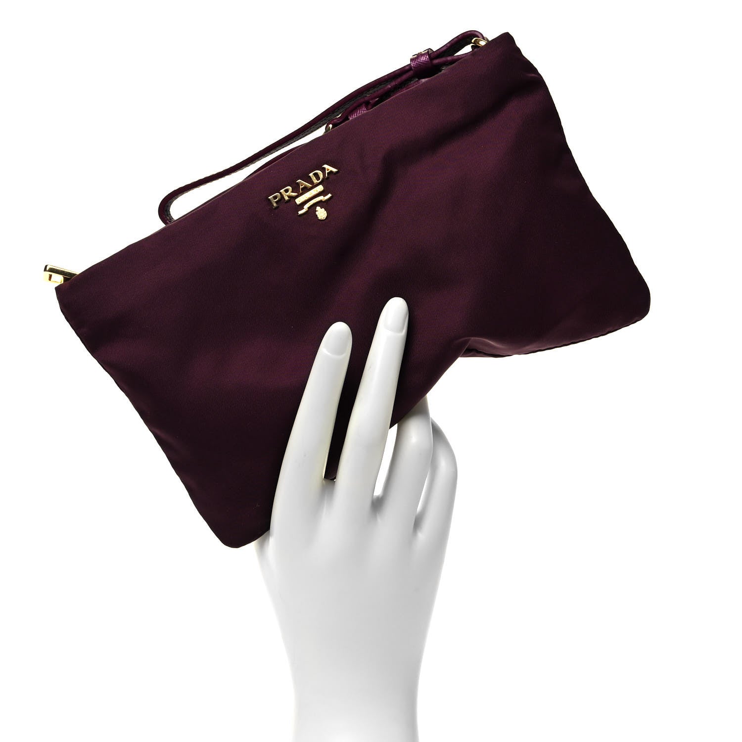 Prada Nylon Saffiano Pouch Wristlet Granato 2 of 9