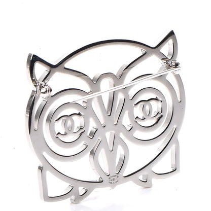 Chanel Strass Crystal Owl CC Brooch Pink Ruthenium 3 of 5