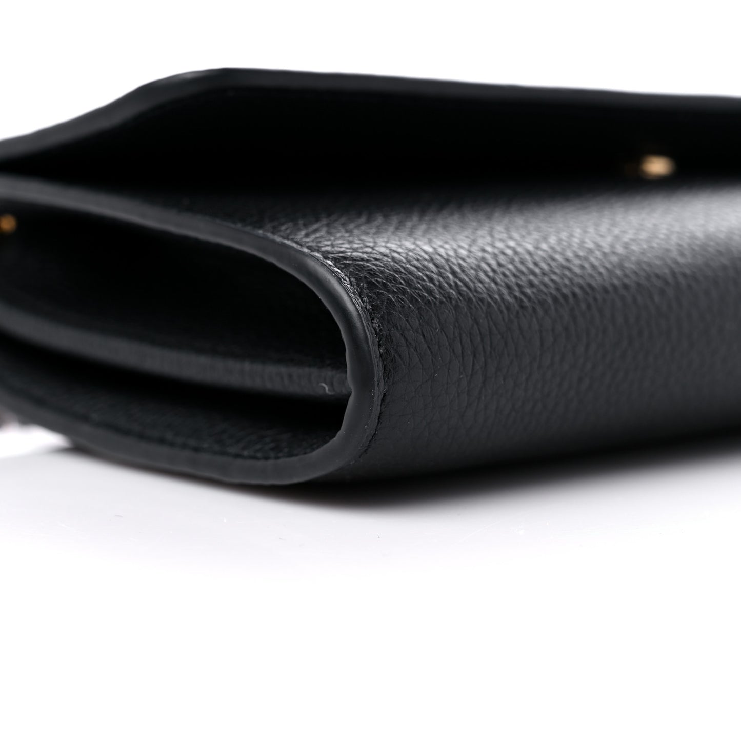 Grained Calfskin Virtus Wallet On Chain Black