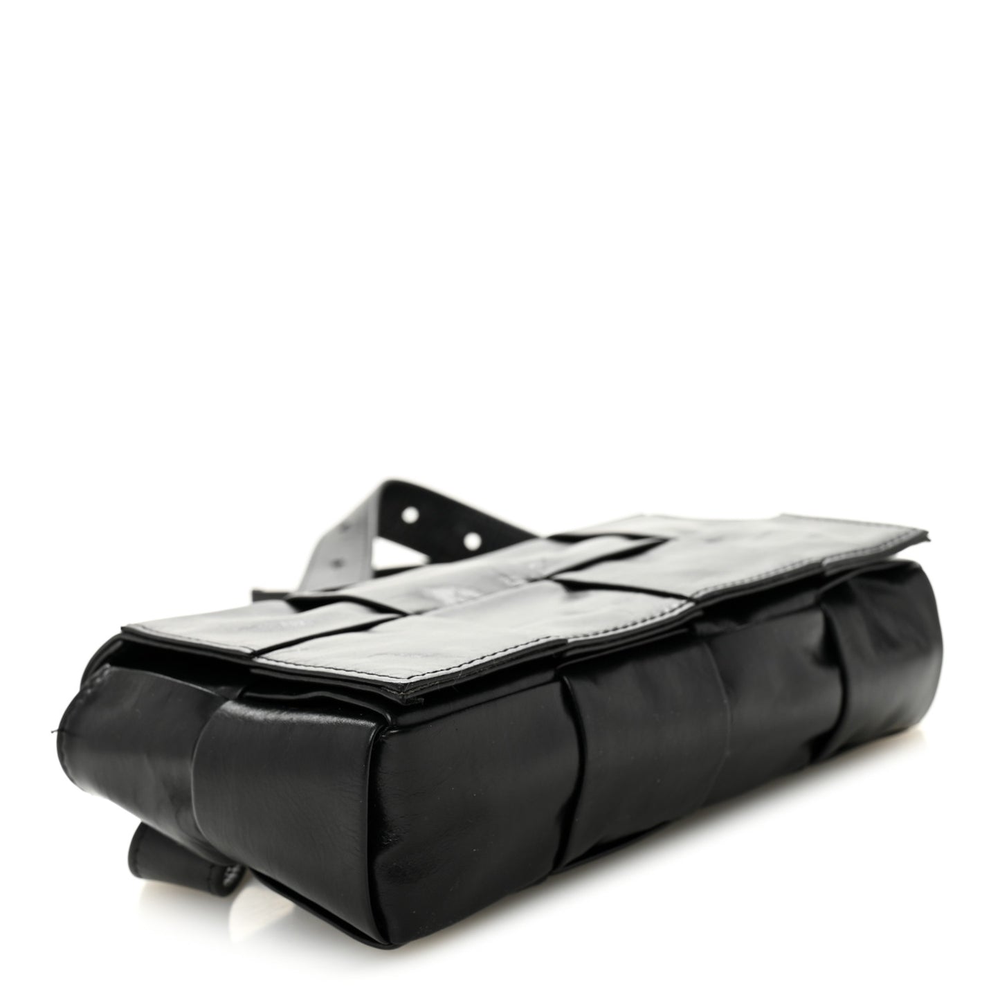 Paper Calfskin Intreccio Cassette Belt Bag Black