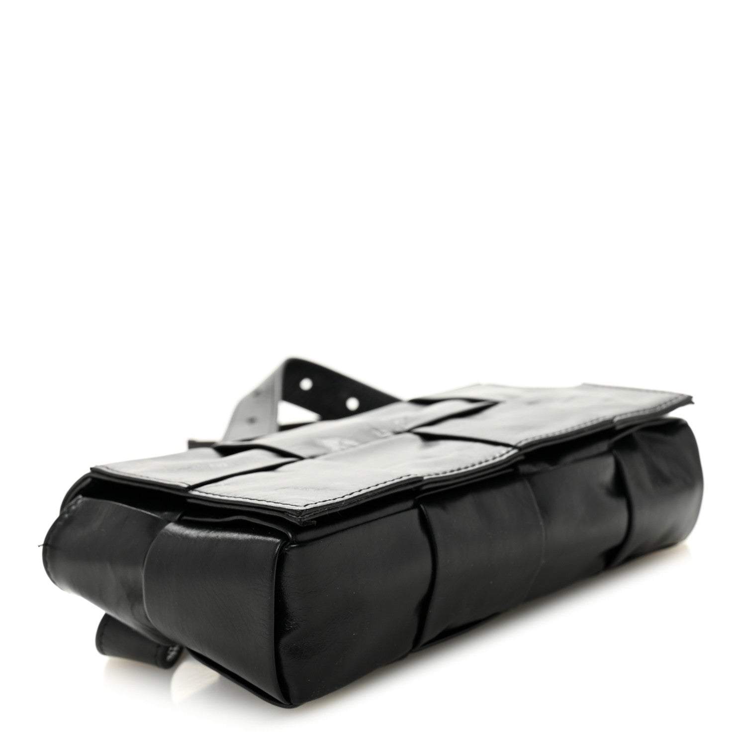 Bottega Veneta Paper Calfskin Intreccio Cassette Belt Bag Black 4 of 11