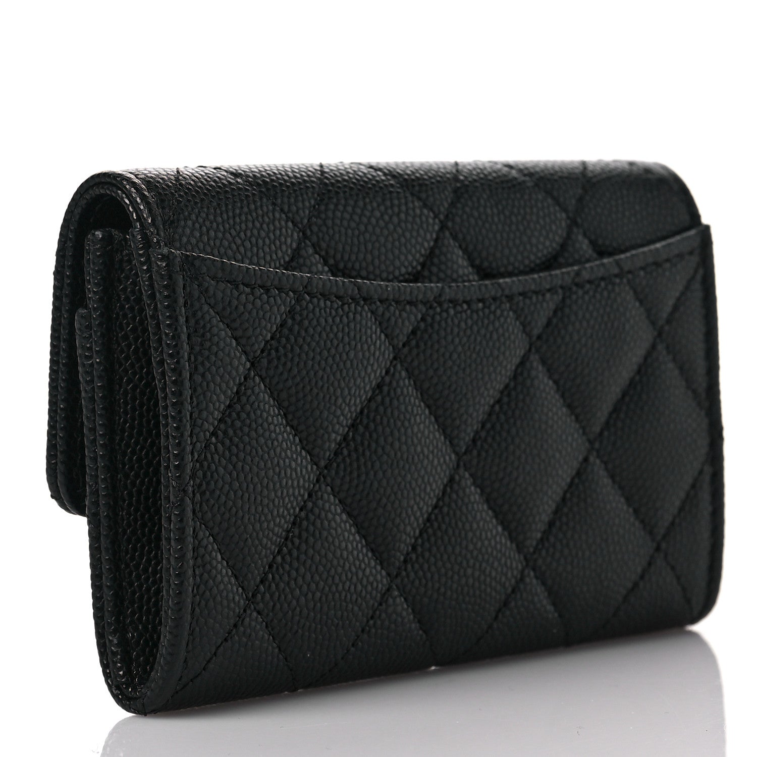 Chanel Caviar Quilted Enamel Coco Casino Flap Card Holder Wallet Black 3 of 8