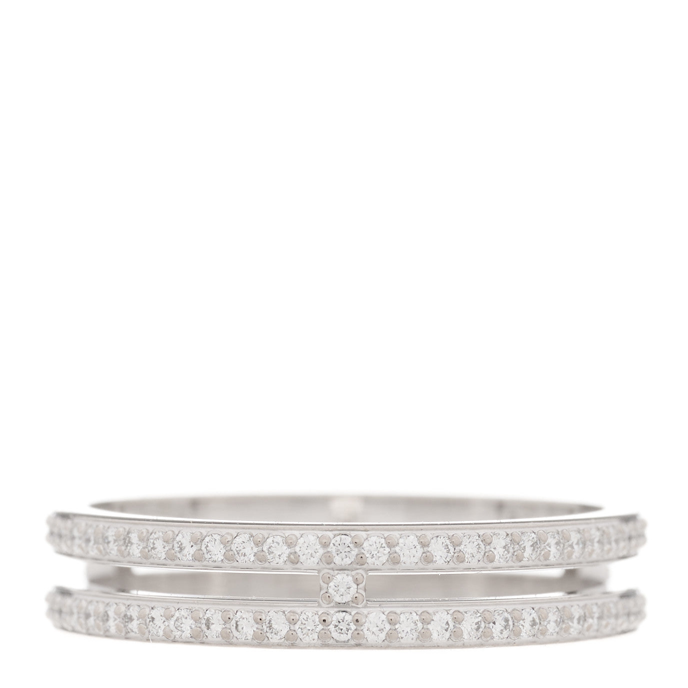 Hermes 18K White Gold Diamond Ariane Wedding Band Ring 49 5 3 of 5