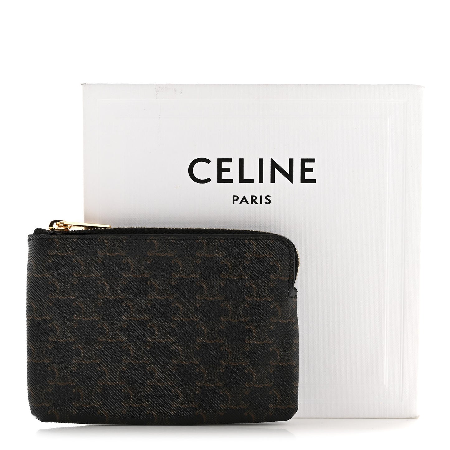 Triomphe Canvas Coin and Card Pouch With Hook Black