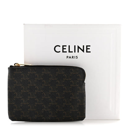 Celine Triomphe Canvas Coin and Card Pouch With Hook Black 7 of 7