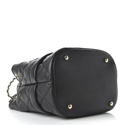 Chanel Caviar Quilted Rolled Up Bucket Drawstring Bag Black 4 of 9