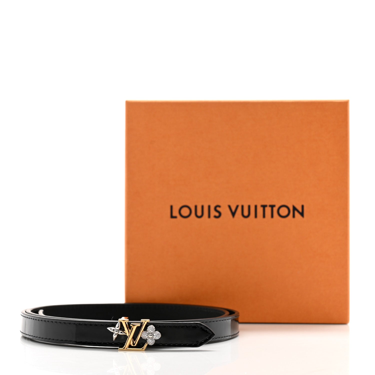 Louis Vuitton Patent Grosgrain Crystal 15mm LV Gram Belt 90 36 Black 7 of 7