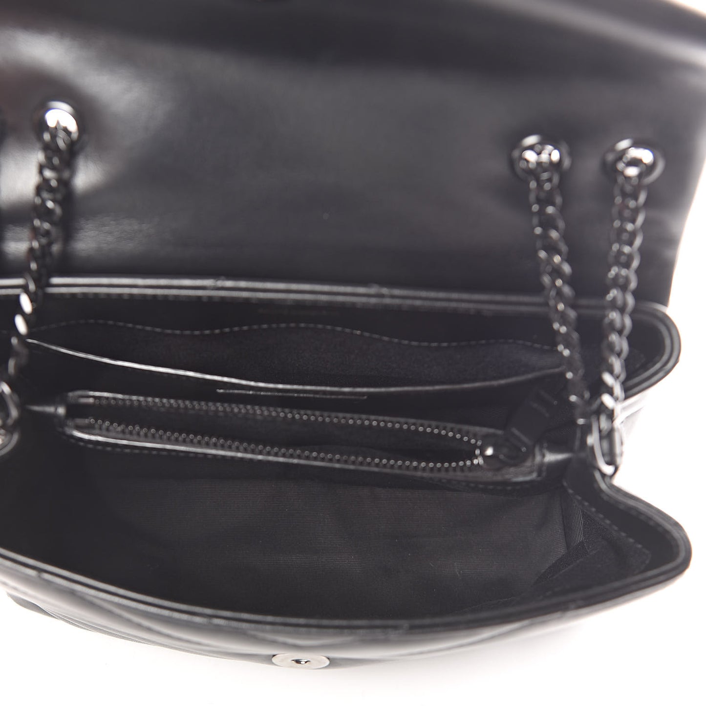 Calfskin Y Quilted Monogram Small Loulou Chain Satchel Black