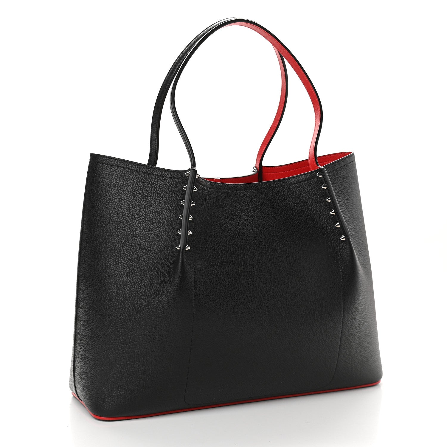 Christian Louboutin Calfskin Spiked Large Cabarock Shopper Tote Black 3 of 8
