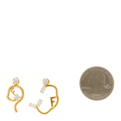 Fendi Metal Crystal Earrings Gold 2 of 4