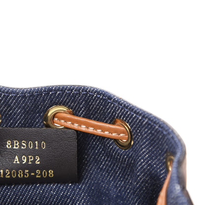 Fendi Denim Vitello King F is Fendi FF Embroidered Mini Mon Tresor Bucket Bag Blue Cuoio 10 of 11