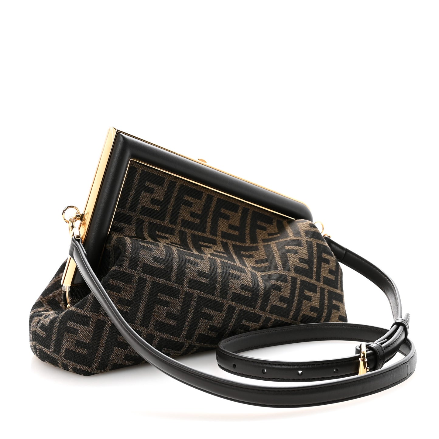 Shiny Nappa Fabric Jacquard FF 1974 Midi Fendi Tobacco Moro Ebano